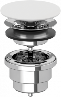 Dugno vožtuvas Villeroy&Boch keramikinis neužsidarantis praustuvams be perpylimo, balta matinė (stone white) spalva 